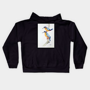 Blue Kingfishers bird art bird lovers printable bird art Kids Hoodie